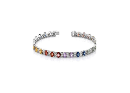 Silver Plated Multicolored stone Tennis Bracelet